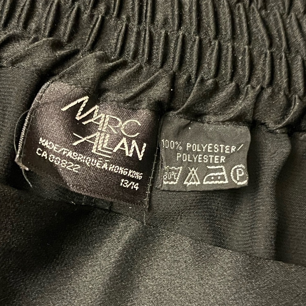 VINTAGE Marc Allan Satin Finish Wide Leg Palazzo Pants Black 10 - Picture 2 of 5